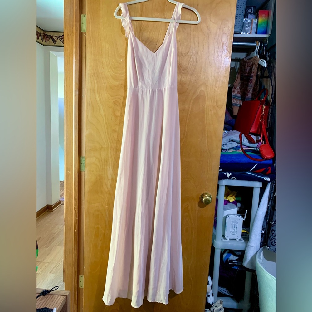 Blush dress, flutter sleeves
